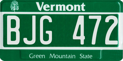 VT license plate BJG472