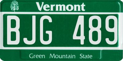 VT license plate BJG489