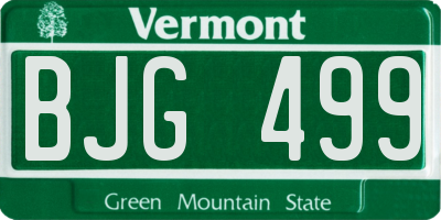 VT license plate BJG499
