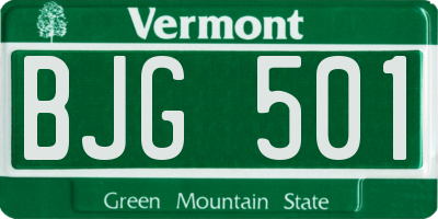 VT license plate BJG501