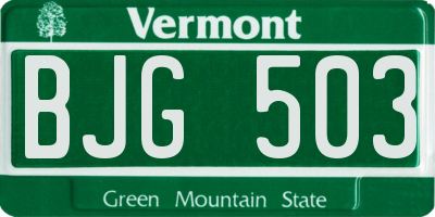 VT license plate BJG503