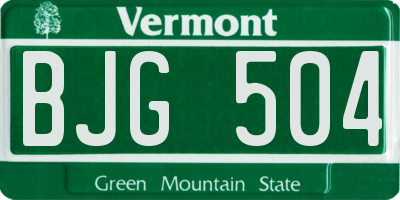 VT license plate BJG504