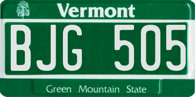 VT license plate BJG505