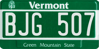 VT license plate BJG507