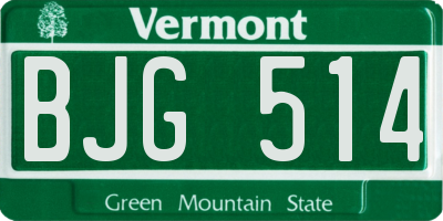 VT license plate BJG514
