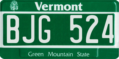 VT license plate BJG524