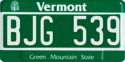 VT license plate BJG539