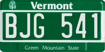 VT license plate BJG541