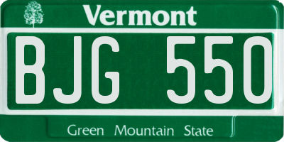 VT license plate BJG550