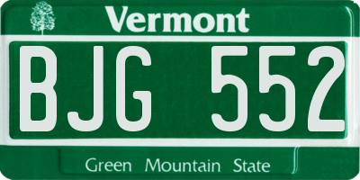 VT license plate BJG552