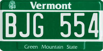 VT license plate BJG554
