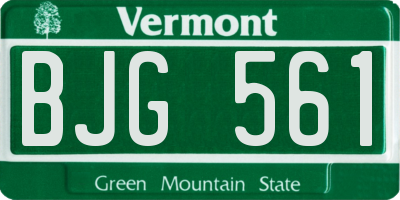 VT license plate BJG561
