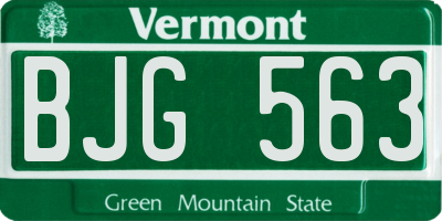 VT license plate BJG563