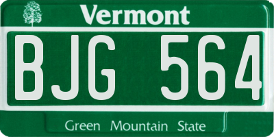 VT license plate BJG564