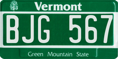 VT license plate BJG567