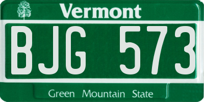 VT license plate BJG573
