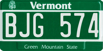 VT license plate BJG574