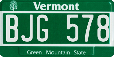 VT license plate BJG578