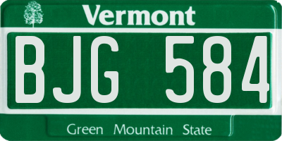 VT license plate BJG584