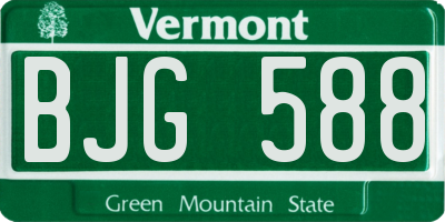 VT license plate BJG588
