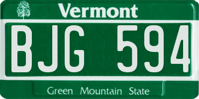 VT license plate BJG594