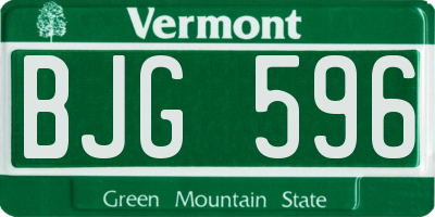 VT license plate BJG596