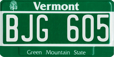 VT license plate BJG605