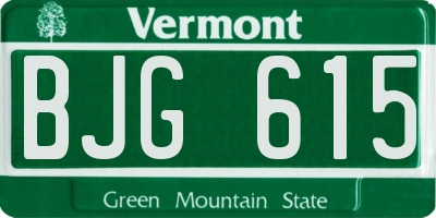 VT license plate BJG615