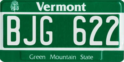 VT license plate BJG622