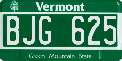 VT license plate BJG625