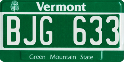 VT license plate BJG633
