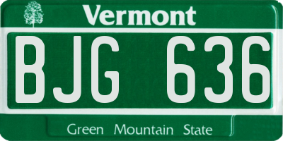VT license plate BJG636