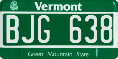 VT license plate BJG638