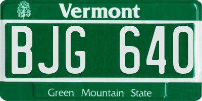 VT license plate BJG640