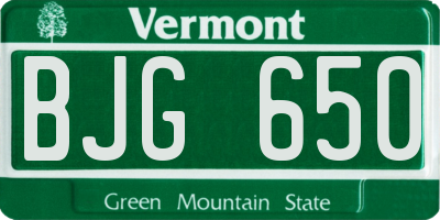 VT license plate BJG650