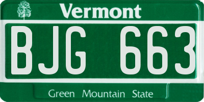 VT license plate BJG663