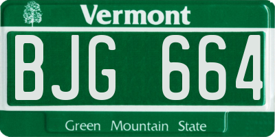 VT license plate BJG664