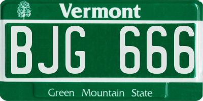 VT license plate BJG666