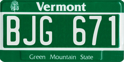 VT license plate BJG671