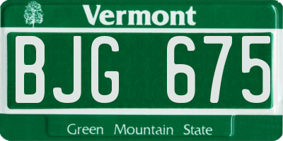 VT license plate BJG675
