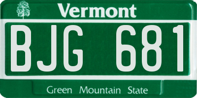 VT license plate BJG681