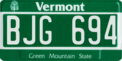 VT license plate BJG694