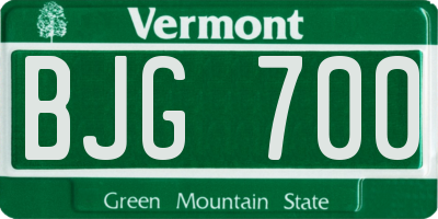 VT license plate BJG700