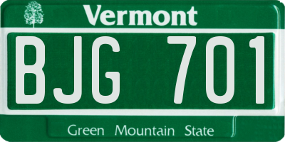 VT license plate BJG701