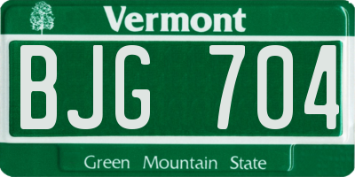 VT license plate BJG704