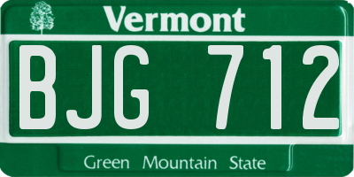 VT license plate BJG712