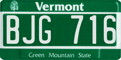 VT license plate BJG716