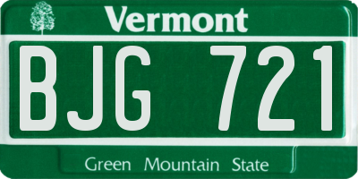 VT license plate BJG721