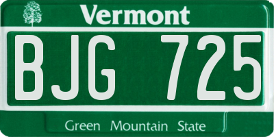 VT license plate BJG725