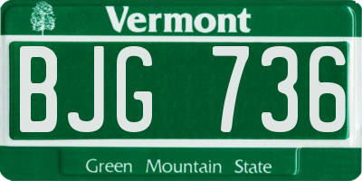 VT license plate BJG736